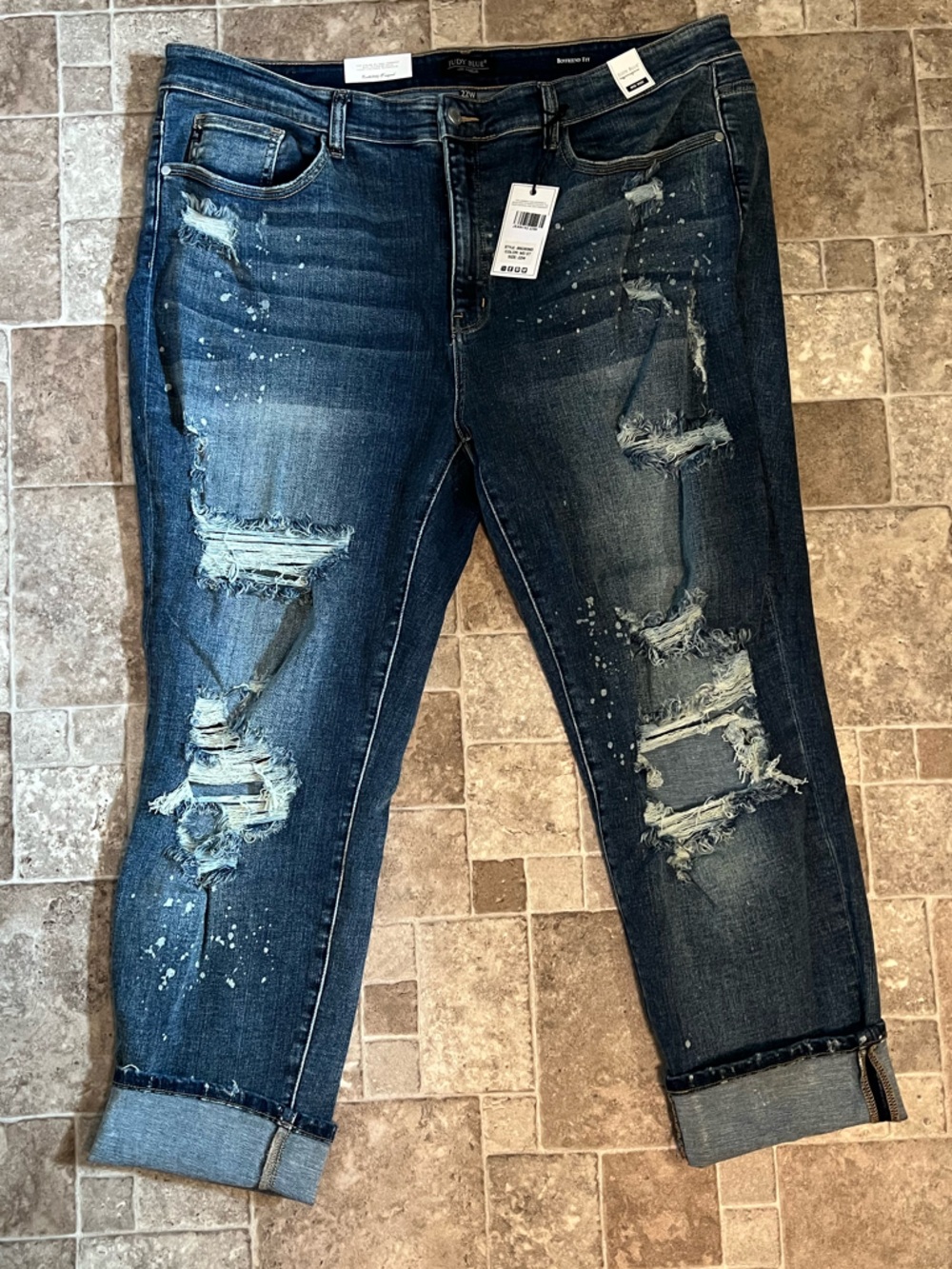 NWT 22W Judy Blue Distressed Boyfriend Jeans